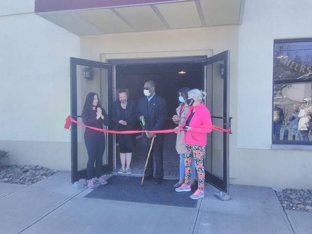 126764568_web1_IMG_20210403_114946
A ribbon cutting ceremony for Jaya Yogas new location at the Agram building on 318 Davis Street in Clarks Summit. From left are Hilary Steinberg, owner of Jaya Yoga, Donna Fitzgerald Vannan, chef and owner of Maximum Zen, Herman Johnson, Clarks Summit mayor, Roni Lopez, Clarks Summit councilwoman, and Gerrie Carey, Clarks Summit council president.
Ben Freda | For Abington Journal