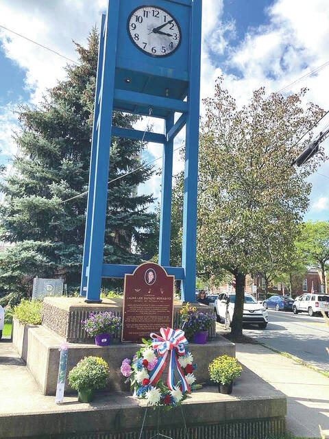 <p>A plaque honoring the memory of Clarks Summit native Laura Lee DeFazio Moritbo was placed during a ceremony held at the clock tower in Clarks Summit.</p>
<p>Submitted photo</p>
