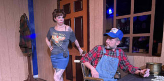 
			
				                                Melissa Uchic as Almeda Sue and David Spitzer as Denny Coolbaugh in Diva Productions’ ‘The Judas Sheep.’
                                 Submitted Photo

			
		