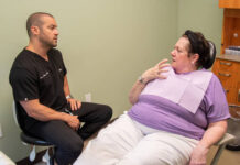 
			
				                                Mary Ann Havrilak of Waymart, seated, talks to her dentist, Dr. Ryan Rebar, during a recent appointment at The Wright Center for Community Health Mid Valley in Jermyn.
                                 Courtesy of The Wright Center

			
		