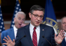
			
				                                Speaker of the House Mike Johnson, R-La., gestures as he meets with reporters ahead of a key procedural vote to end the partial government shutdown, at the Capitol in Washington, Tuesday, Feb. 3, 2026.
                                 AP Photo/J. Scott Applewhite

			
		