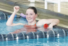 
			
				                                Hazleton Areas Lia Ochs smiles after winning gold in the 500 Free.
                                 Amber Jones | For Times Leader

			
		