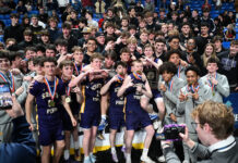 
			
				                                Scranton Prep boys PIAA D2 4A champions celebrate with the student body after defeating Dallas Area at Mohegan Sun Arena on Saturday afternoon.
                                 Tony Callaio | For Abington Journal

			
		