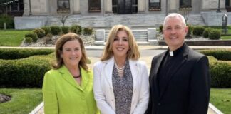 
			
				                                Marywood University President Lisa A. Lori, center, is joined by this years honorees, Virginia Doherty McGregor, left, and the Rev. Thomas Muldowney, as preparations for the Universitys signature fundraising event, Celebrate Marywood, continue.
                                 Submitted Photo

			
		