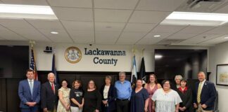 
			
				                                The Lackawanna County Commissioners designated April 19 through 25 as National Library Week and presented a proclamation to members of the countys library system. These institutions serve as vibrant hubs to connect people with knowledge, technology, and resources for cultural enrichment, civic engagement, training, career growth, and more in a welcoming and creative atmosphere. From left: Commissioner Bill Gaughan; Commissioner Thom Welby; Allyson Wind, Abington Community Library executive director; Joy Monroe, North Pocono Public Library executive director; Sandy Longo, Lackawanna County Library System executive director; Maureen Brennan, Lackawanna County Library System board member; Scott Thomas, Scranton Public Library CEO; Stephanie Spaid, Carbondale Public Library executive director; Briana Cimino, Taylor Community Library executive director; Kristen Wallo, Valley Community Library executive director; Betsy Bonczar, Dalton Community Library board member; Shu Qiu, Dalton Community Library executive director; and Commissioner Chris Chermak.
                                 Submitted Photo

			
		