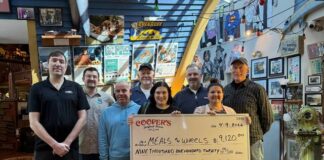 
			
				                                From left: Zack Cooper, Jesse Cooper, Steve Strelecki, Paul Cooper, Bella Ceccoli, Director of Development of Meals on Wheels of NEPA, Ryan Cooper, Lindsey Skripka, Executive Director of Meals on Wheels of NEPA, and Jack Cooper.
                                 Submitted Photo

			
		