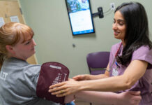 
			
				                                Dr. Pujita Siri Mallampalli, right, a medical assistant at The Wright Center for Community Health Clarks Summit, checks patient Kim Hempells blood pressure during a recent visit. In July, Dr. Mallampalli will join 45 other medical school graduates to begin a three-year Internal Medicine residency with The Wright Center for Graduate Medical Education, a mandatory phase of postgraduate medical training following medical school.
                                 Submitted Photo

			
		