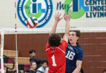 BOYS VOLLEYBALL: Abington Heights wins District 2 title
Gavin Corwin, of Abington Heights, smokes the ball past Mario Batista, of Hazleton Area.