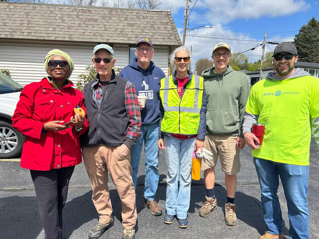 132389545_web1_ABJ-Rotary-Cleanup
Rotarians recently cleaned up a portion of Routes 6 & 11 between Clarks Summit and Glenburn Twp. 22 bags of bottles, cans, auto parts, food cartons, and other trash were collected. The mighty volunteers braved the cold, wind, big and fast-moving trucks, a not-so-nice Dodge Charger driver, and a turkey. Thanks to Tata Mbugua, Joe Loughman, Chris Loftus, Anita Nealon, Chris Selige, and Steve Selige.
Submitted Photo