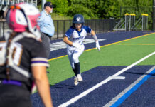 PIAA SOFTBALL:Condrad powers victory in state opener
Abington Heights Bri Bustos is determined to score from third base.